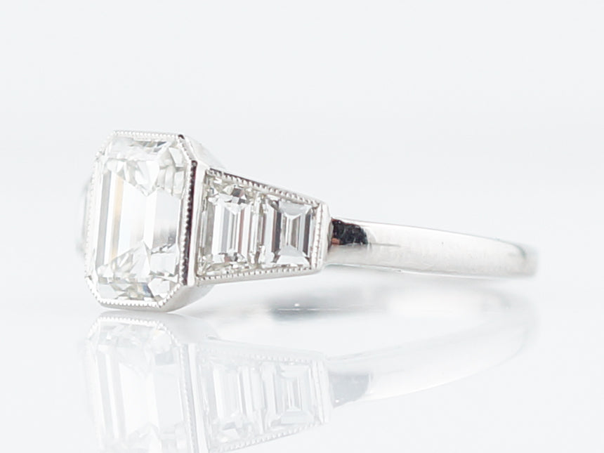 Engagement Ring Modern 1.42 Emerald Cut Diamond in Platinum