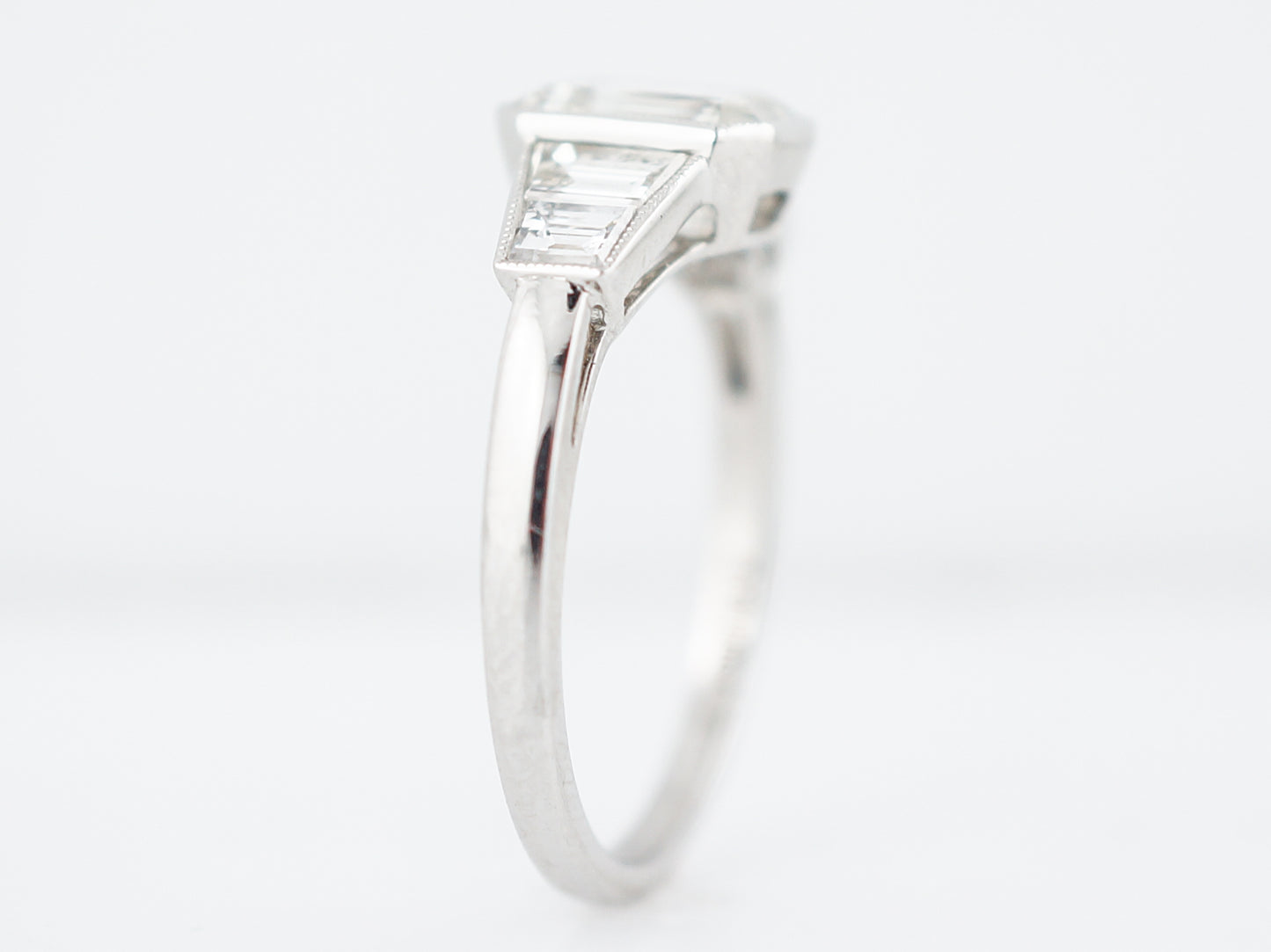 Engagement Ring Modern 1.42 Emerald Cut Diamond in Platinum