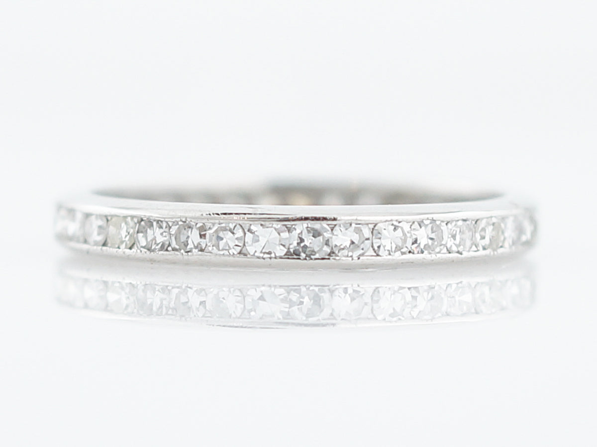 Antique Eternity Wedding Band Art Deco .74 Single Cut Diamonds in Platinum