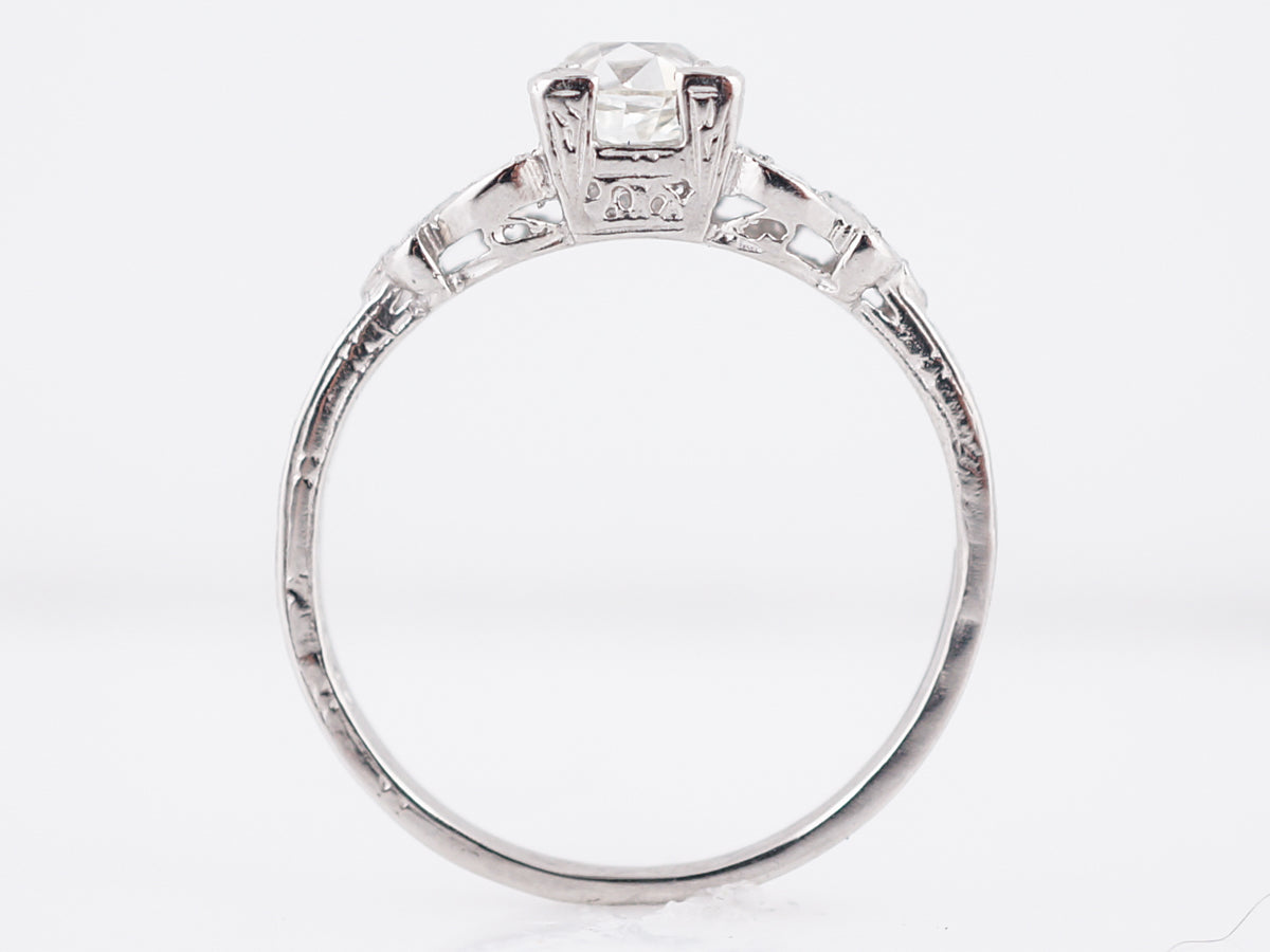 Antique Engagement Ring Art Deco .81 Old European Cut Diamond in Platinum