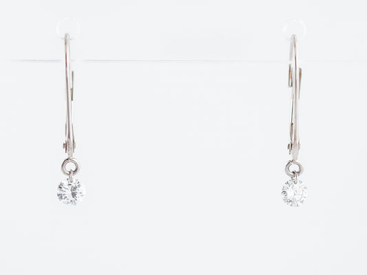Dangle Drop Earrings Modern .40 Round Brilliant Cut Diamonds in 14K White Gold
