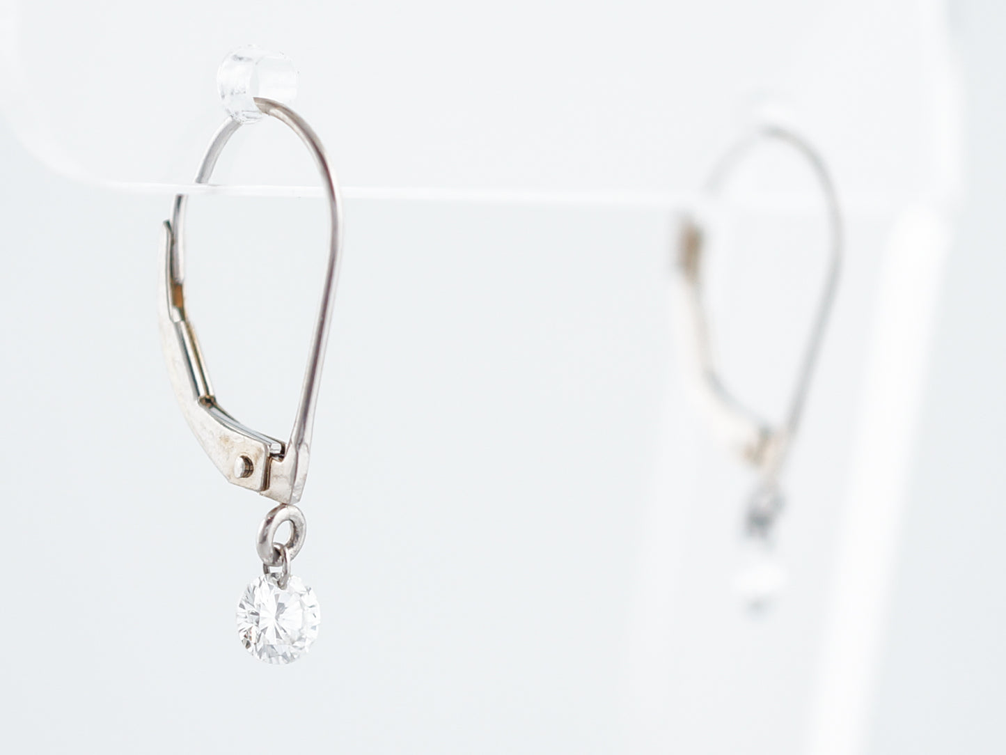Dangle Drop Earrings Modern .40 Round Brilliant Cut Diamonds in 14K White Gold