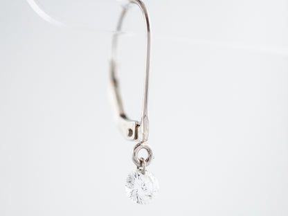 Dangle Drop Earrings Modern .40 Round Brilliant Cut Diamonds in 14K White Gold
