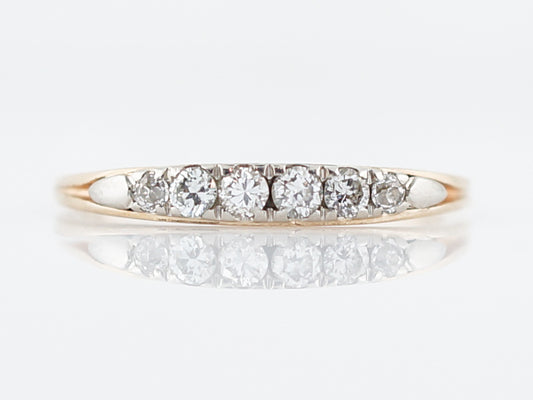 Vintage Wedding Band Retro .15 Round Brilliant Cut Diamonds in 14K Yellow & White Gold