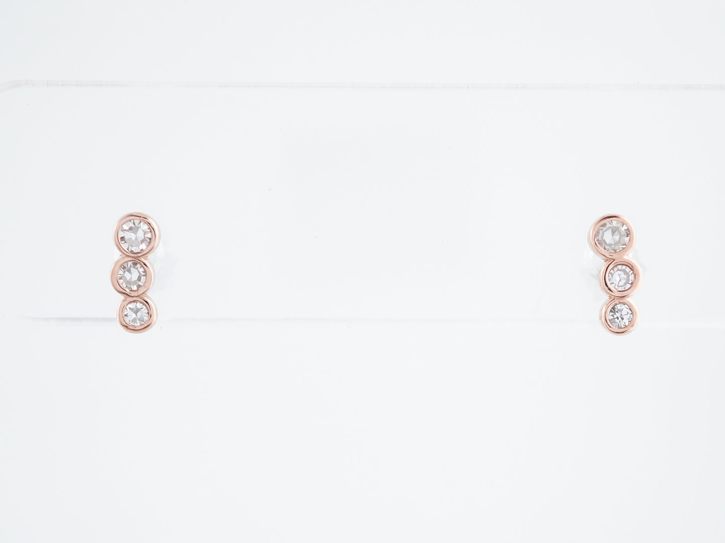 Climber Earrings Modern .14 Single Cut Diamonds in 14K Rose Gold