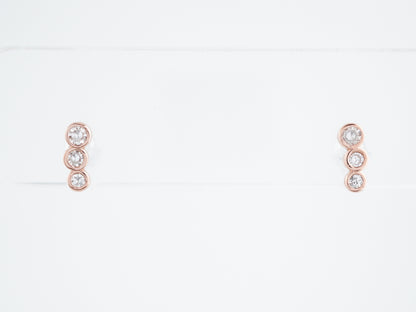 Climber Earrings Modern .14 Single Cut Diamonds in 14K Rose Gold