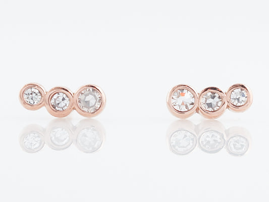 Climber Earrings Modern .14 Single Cut Diamonds in 14K Rose Gold