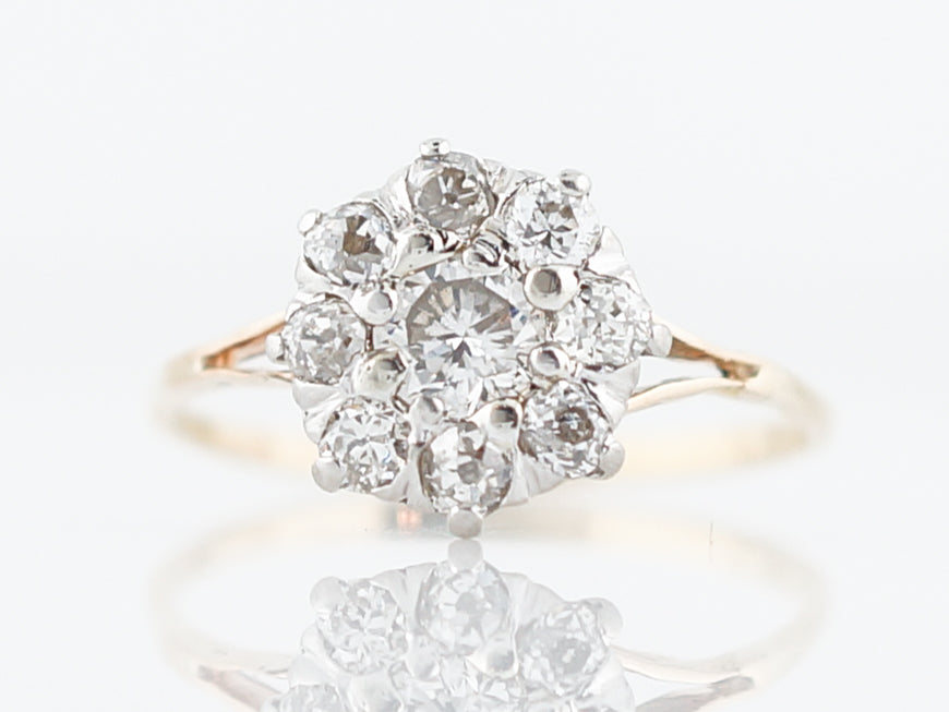 Antique Engagement Ring Victorian .33 Round Brilliant Cut Diamond in 14K Yellow & White Gold