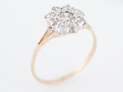 Antique Engagement Ring Victorian .33 Round Brilliant Cut Diamond in 14K Yellow & White Gold
