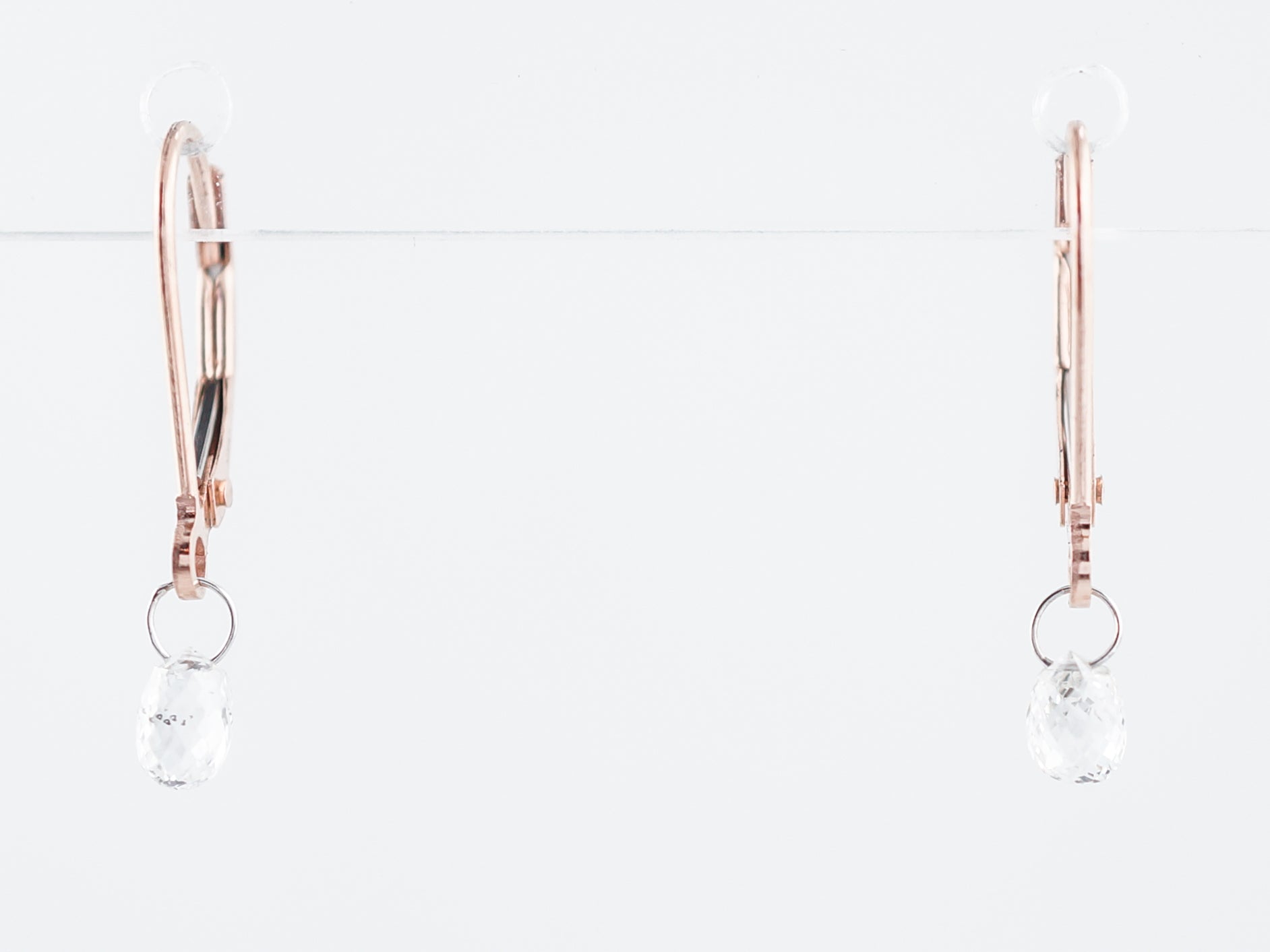 Earrings Modern .92 Briolette Cut Diamonds in 14K Rose Gold