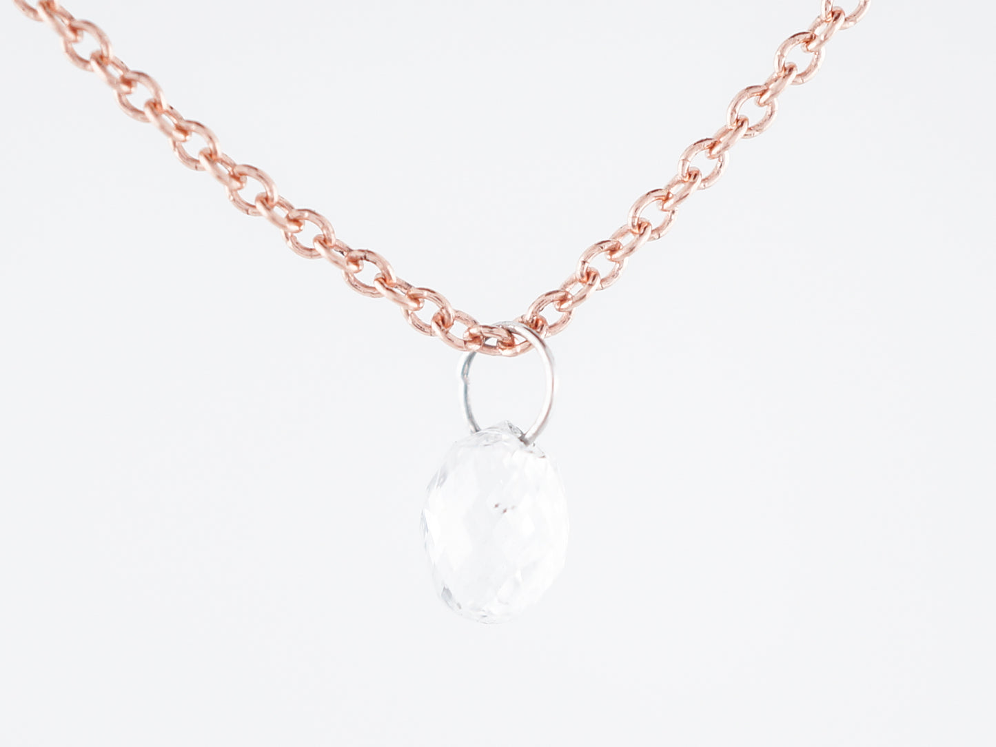 Necklace Modern .49 Briolette Cut Diamond in 14K Rose Gold