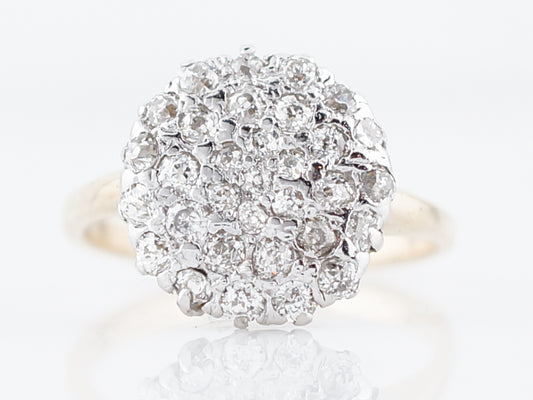 Antique Right Hand Ring Victorian 1.48 Old Mine Cut Diamonds in 14K Yellow Gold