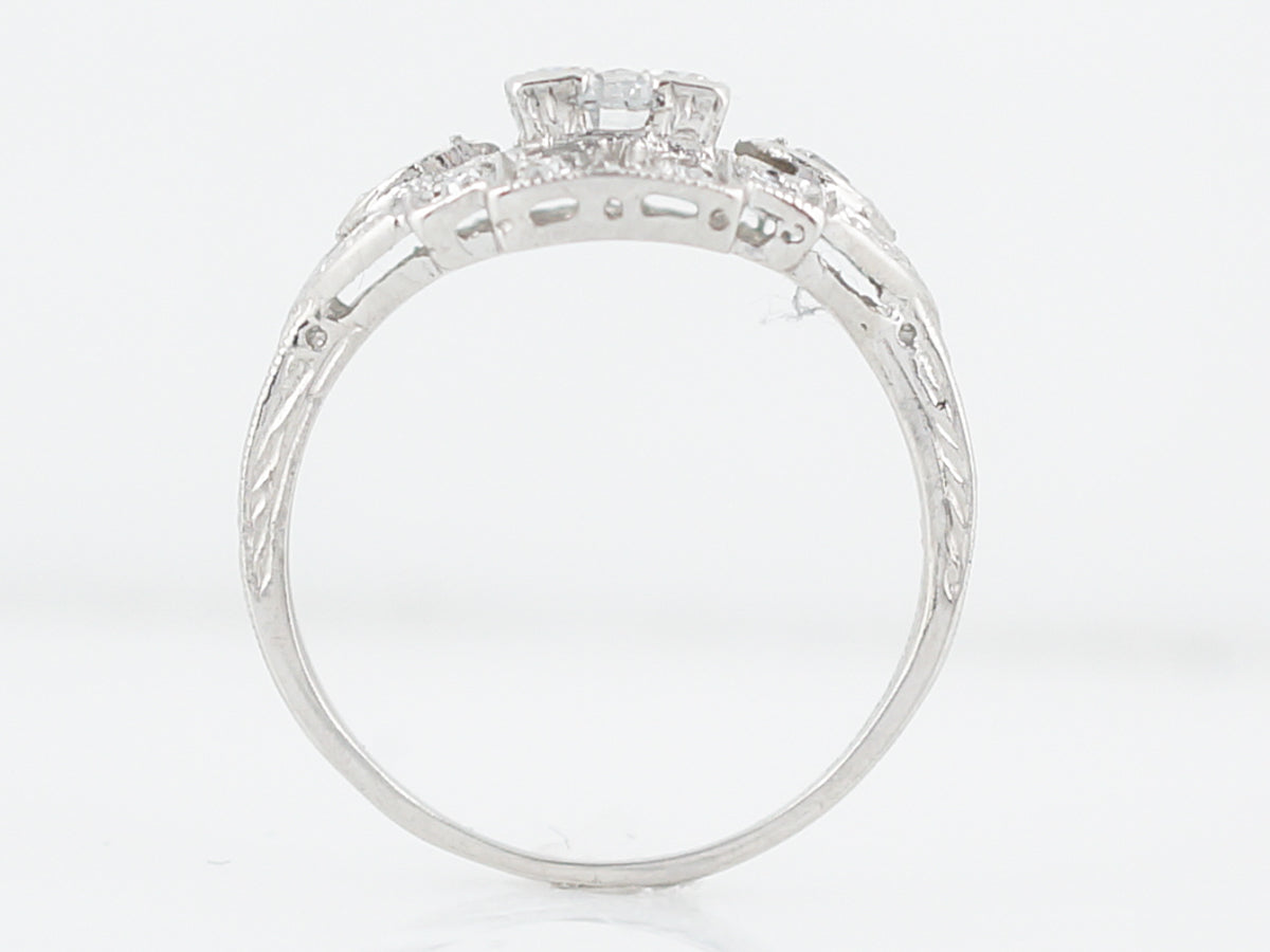 Antique Engagement Ring Art Deco .61 Round Brilliant Cut Diamond in Platinum