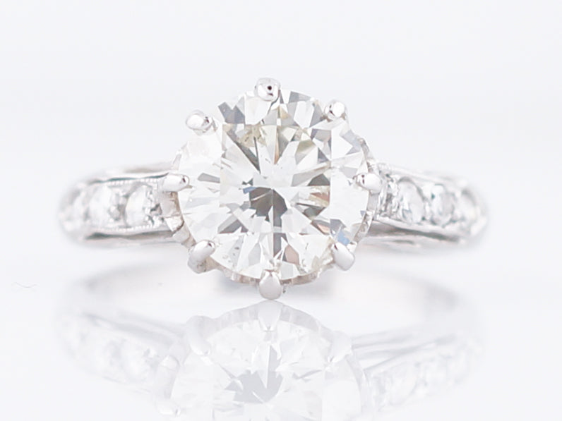 Antique Engagement Ring Art Deco 1.88 Round Brilliant Cut Diamond in Platinum