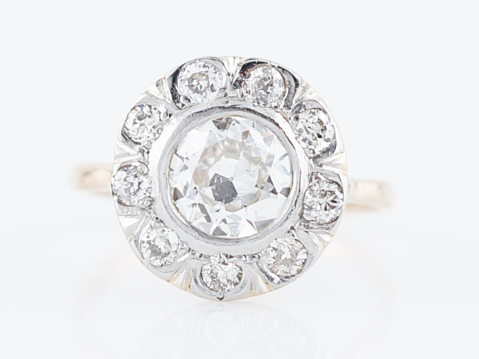 Antique Engagement Ring Victorian .80 Old European Cut Diamond in 14K Yellow & White Gold