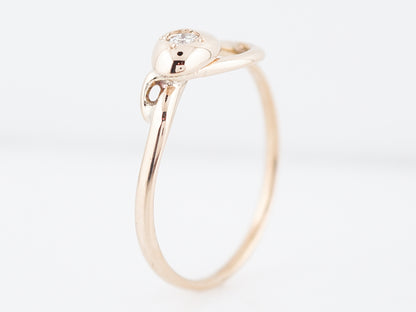 Antique Snake Right Hand Ring Victorian .07 Transitional Cut Diamond in 14K Rose Gold