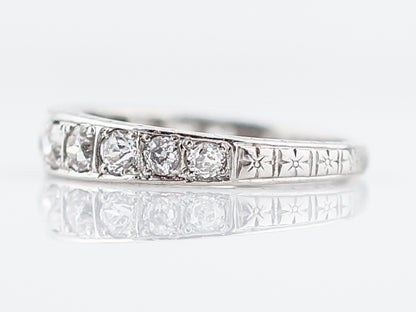 Antique Wedding Band Art Deco .60 Old European Cut Diamonds in Platinum