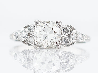 Antique Engagement Ring Art Deco .94 Old European Cut Diamond in Platinum