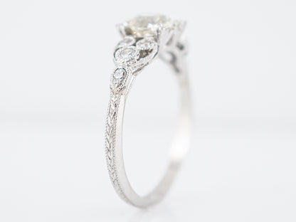 Antique Engagement Ring Art Deco .94 Old European Cut Diamond in Platinum