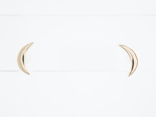 Crescent Moon Earrings Modern in 14K Yellow Gold