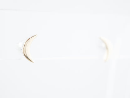 Crescent Moon Earrings Modern in 14K Yellow Gold