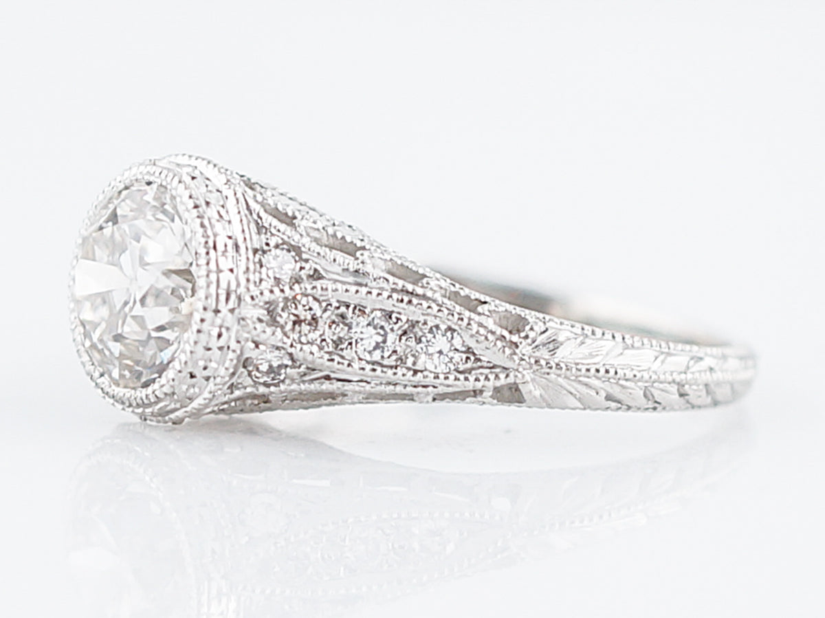 1.25 Carat Bezel Set OEC Diamond Ring in Platinum