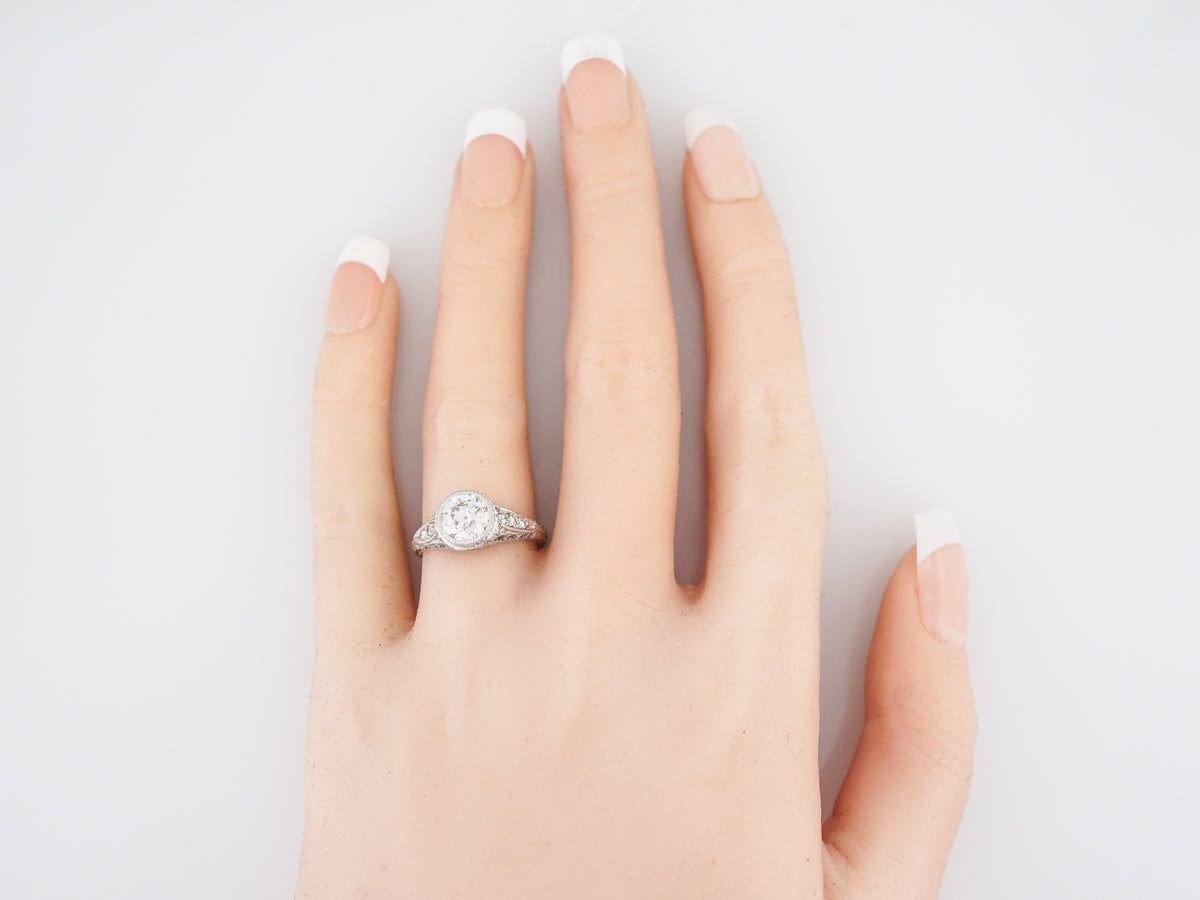 Antique Engagement Ring Art Deco 1.25 Old European Cut Diamond in Platinum