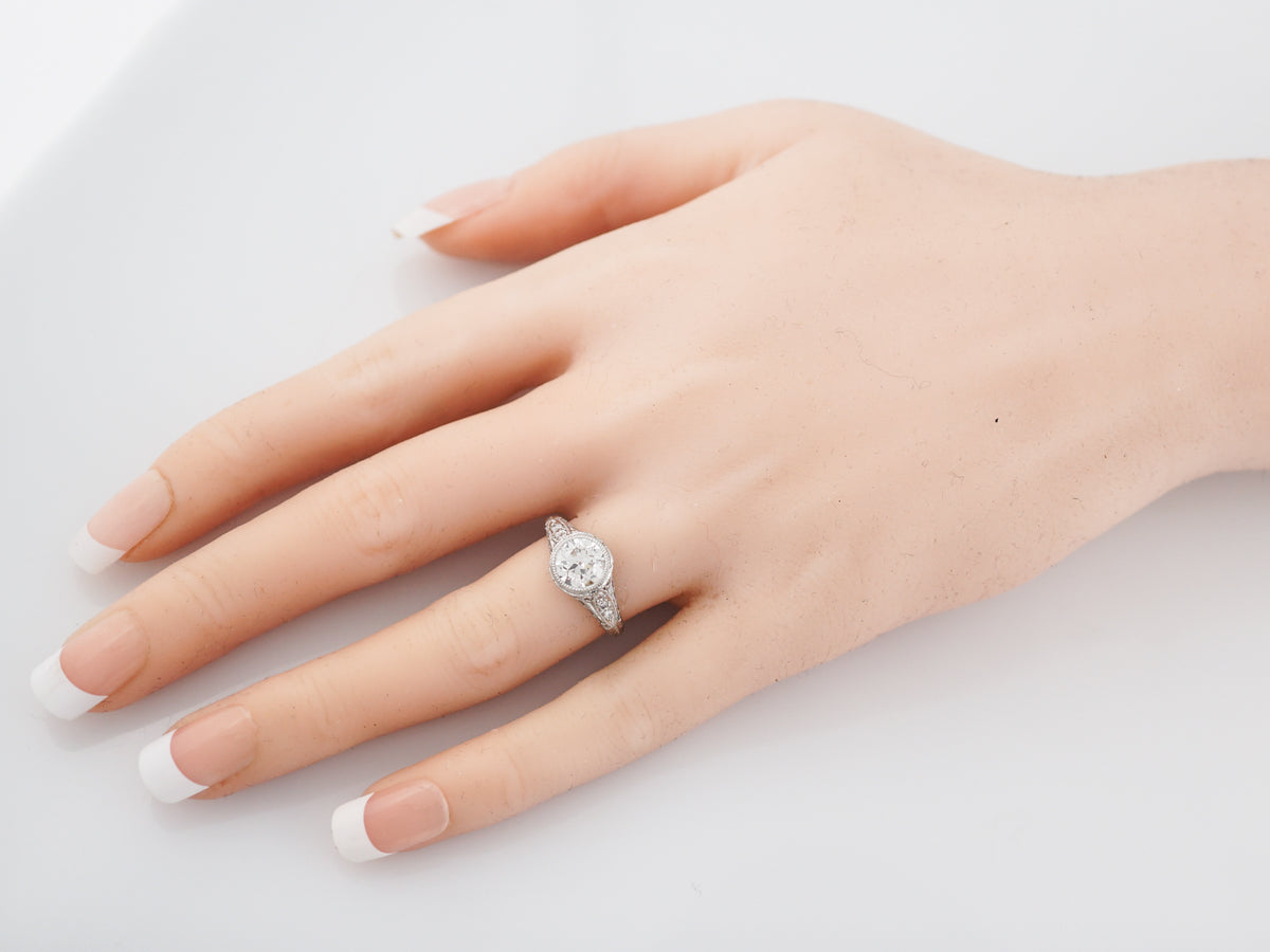 Antique Engagement Ring Art Deco 1.25 Old European Cut Diamond in Platinum