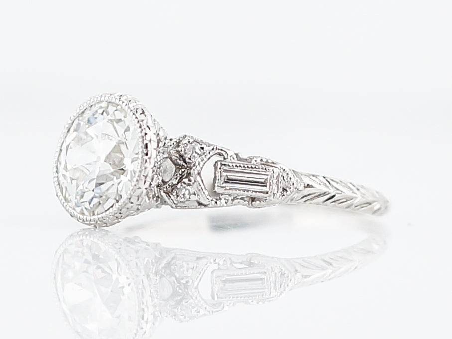 Bezel Engagement Ring 1920's Art Deco Platinum