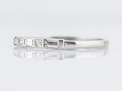 Antique Wedding Band Art Deco .13 Baguette & Single Cut Diamonds in Platinum