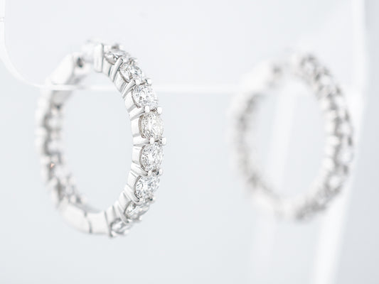 Hoop Earrings Modern 2.40 Round Brilliant Cut Diamonds in 14K White Gold