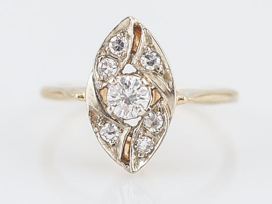 Vintage Right Hand Ring Mid-Century .43 Round Brilliant Cut Diamonds in 14K Yellow & White Gold