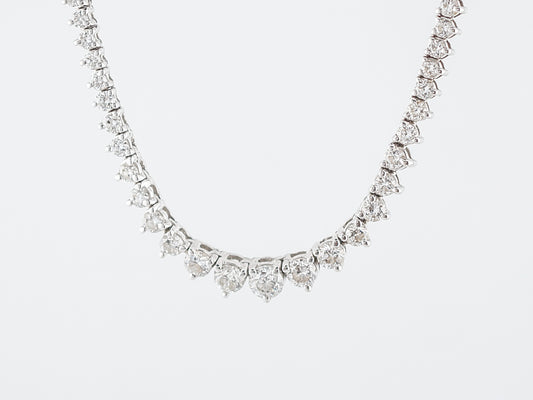 Graduated Diamond Eternity Necklace Modern 7.76 Round Brilliant Cut Diamonds in 14k White Gold