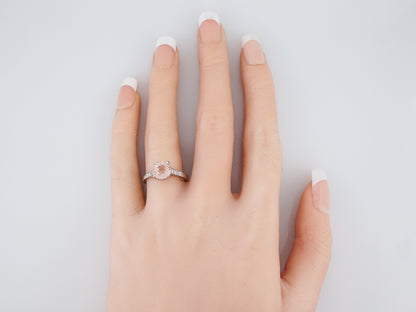 Antique Engagement Ring Art Deco 3.01 Round Cut Peach Sapphire in Platinum