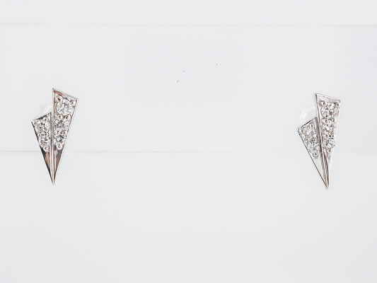 Geometric Earrings Modern .17 Single Cut Diamonds in 14k White Gold