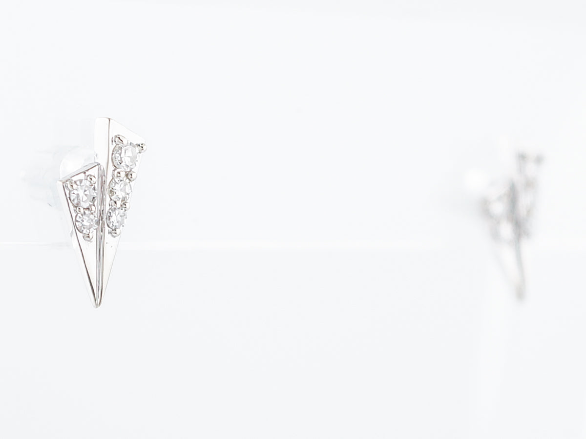 Geometric Earrings Modern .17 Single Cut Diamonds in 14k White Gold