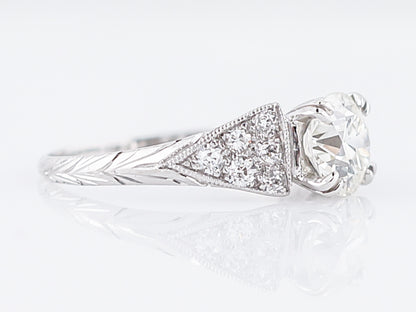 Antique Platinum Engagement Ring w/ 1.25 Carat European Diamond