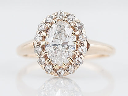 1 Carat Oval Cut Diamond Victorian Cluster Engagement Ring