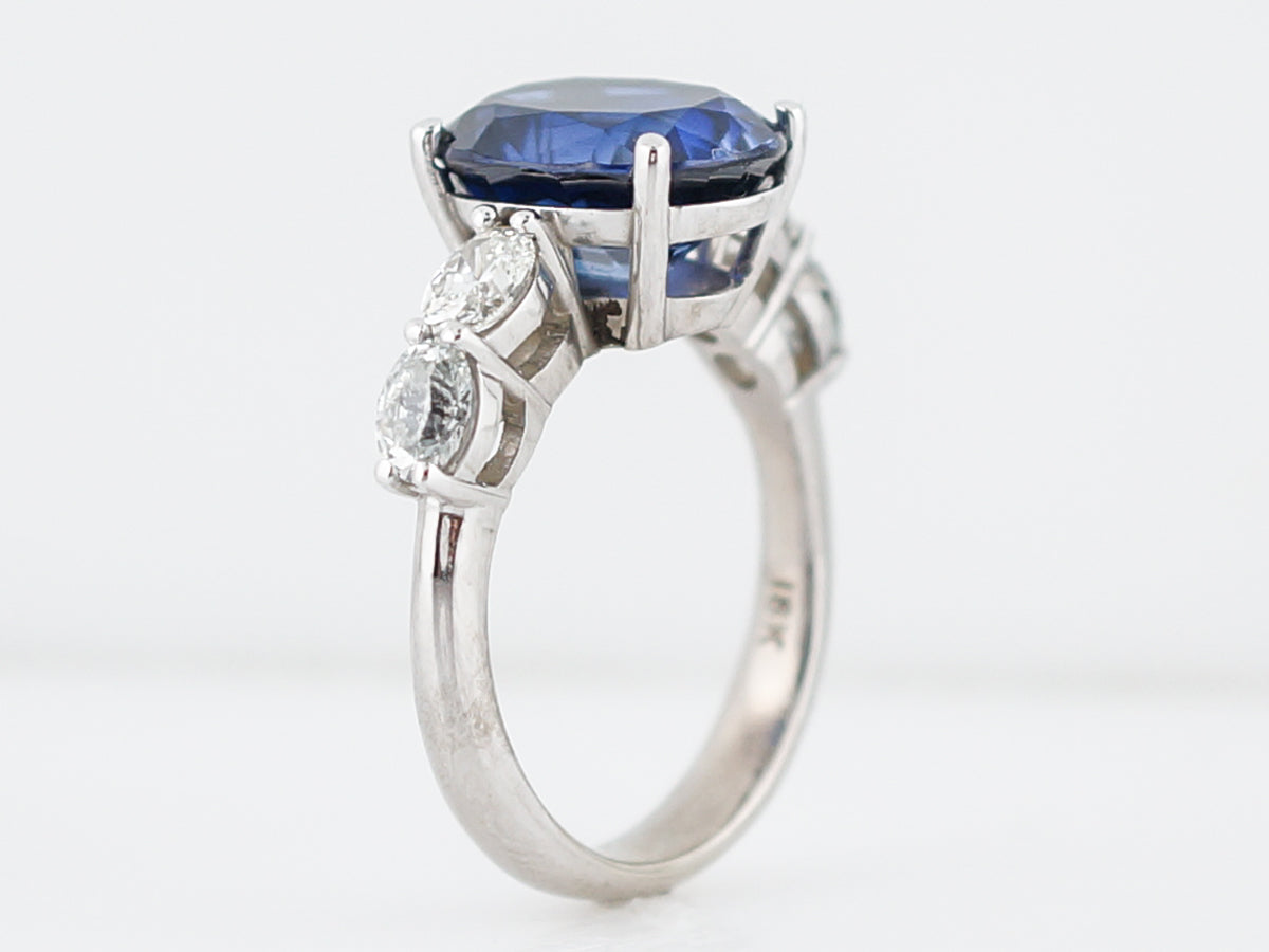 Engagement Ring Modern 6.38 Oval Cut Tanzanite in 18k White Gold