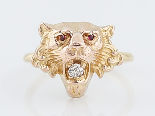 Antique Right Hand Ring Victorian .06 Old Mine Cut Diamond in 18K Yellow Gold