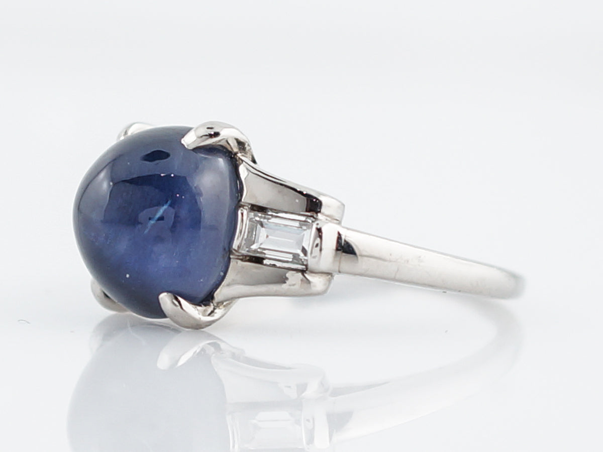 5 Carat Vintage Blue Sapphire Engagement Ring