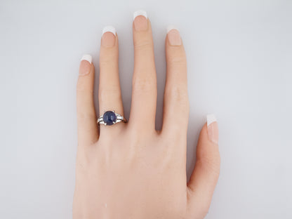 5 Carat Vintage Blue Sapphire Engagement Ring