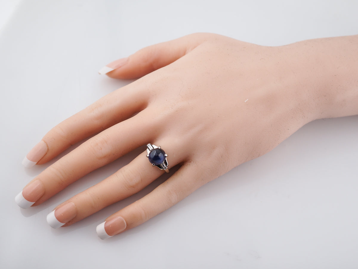 5 Carat Vintage Blue Sapphire Engagement Ring