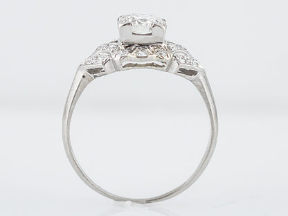 Antique Engagement Ring Art Deco .78 Round Brilliant Cut Diamond in Platinum
