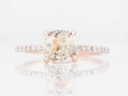 Engagement Ring Modern 2.16 Round Brilliant Cut Peach Sapphire in 14k Rose Gold