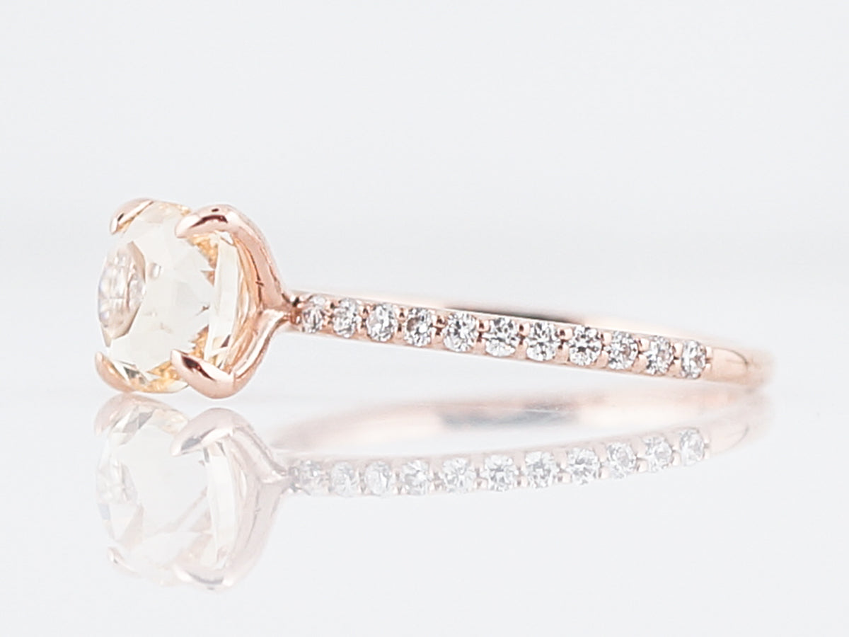 Engagement Ring Modern 2.16 Round Brilliant Cut Peach Sapphire in 14k Rose Gold