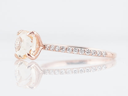 Engagement Ring Modern 3.04 Oval Cut Peach Sapphire in 14k Rose Gold