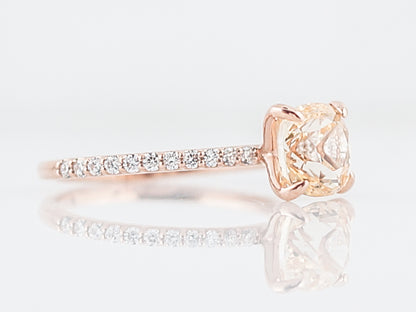 Engagement Ring Modern 2.16 Round Brilliant Cut Peach Sapphire in 14k Rose Gold