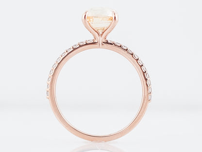 Engagement Ring Modern 3.04 Oval Cut Peach Sapphire in 14k Rose Gold