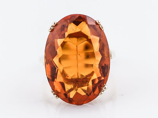 Vintage Cocktail Ring Mid-Century 14.48 Oval Cut Citrine in 14k Yellow Gold